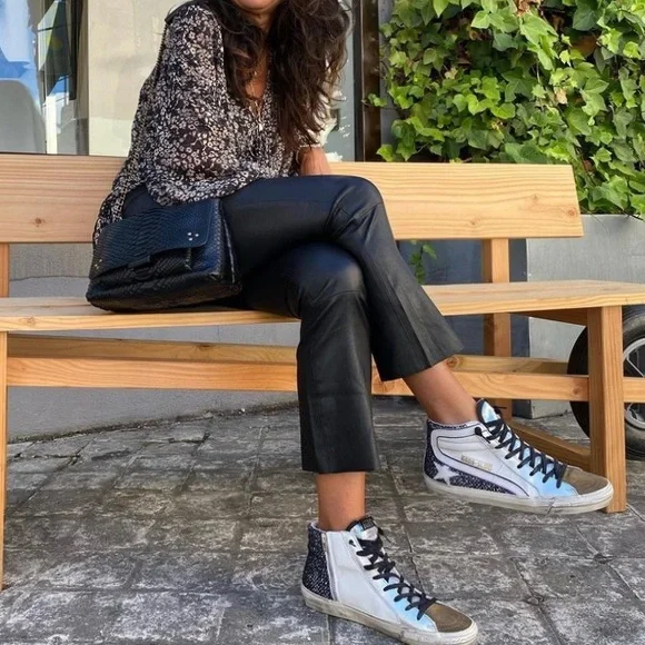 Zara limited edition sheep leather kick flare pants black - Picture 12 of 16